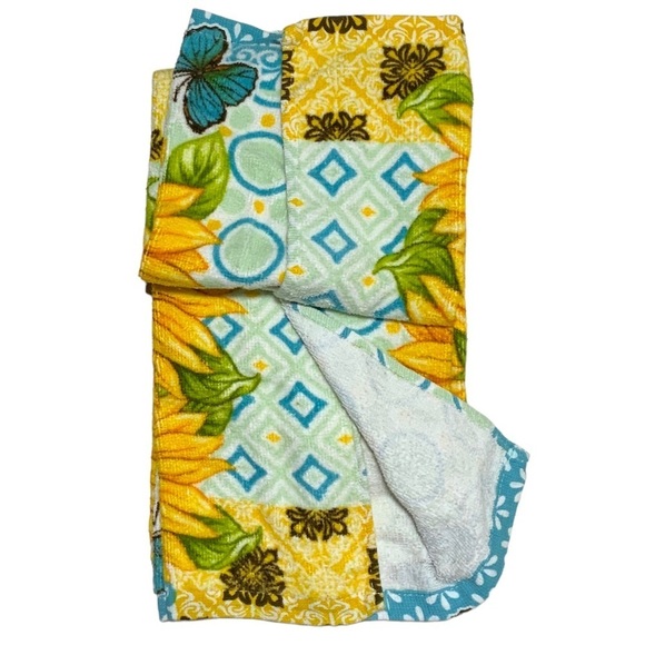 Farmers Market Sunflower Butterfly Kitchen Towels Absorbent Cotton Velour 2 PC - Picture 6 of 16